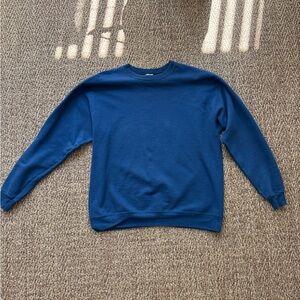 Hanes Blue Crewneck Sweater with Ribbed Details